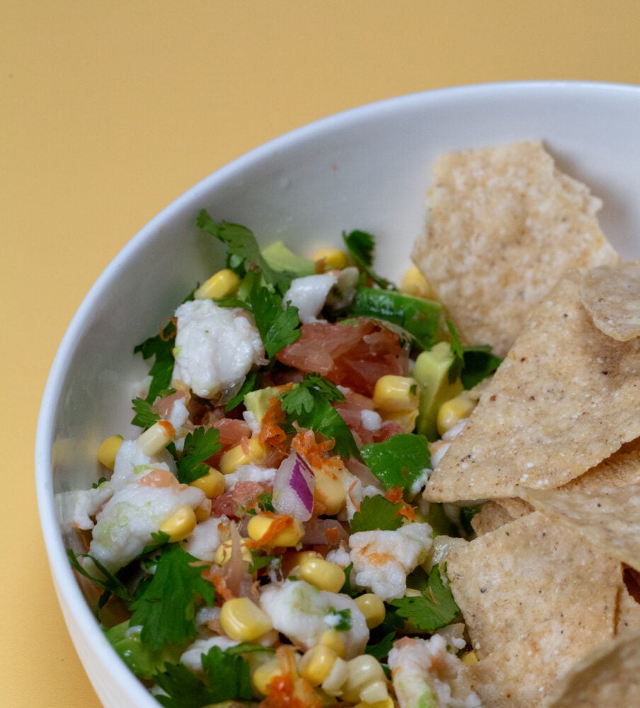 Summer corn and grapefruit ceviche. Photo by Anastasia Murphy
