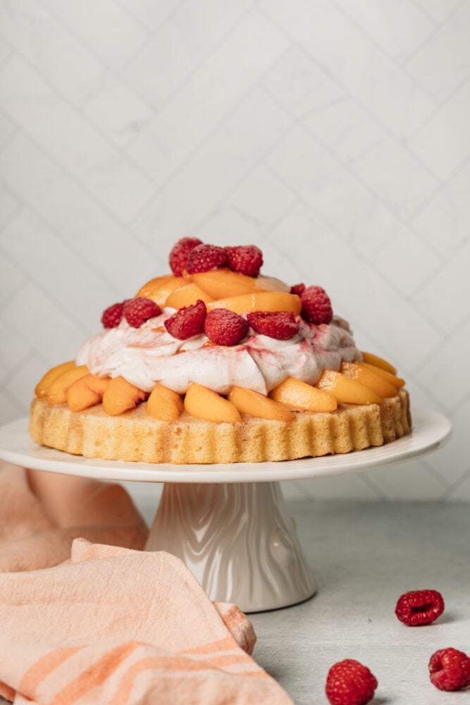 Peaches and Cream dessert with whipped cream.